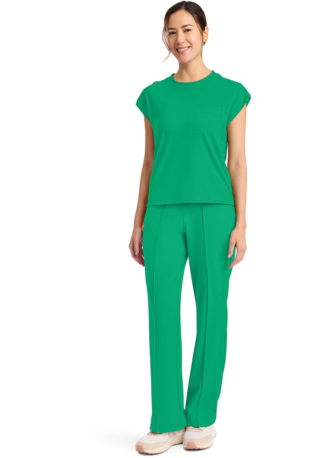 Achieve CK936 Women's 1-Pocket Crew Neck Top Green Apple