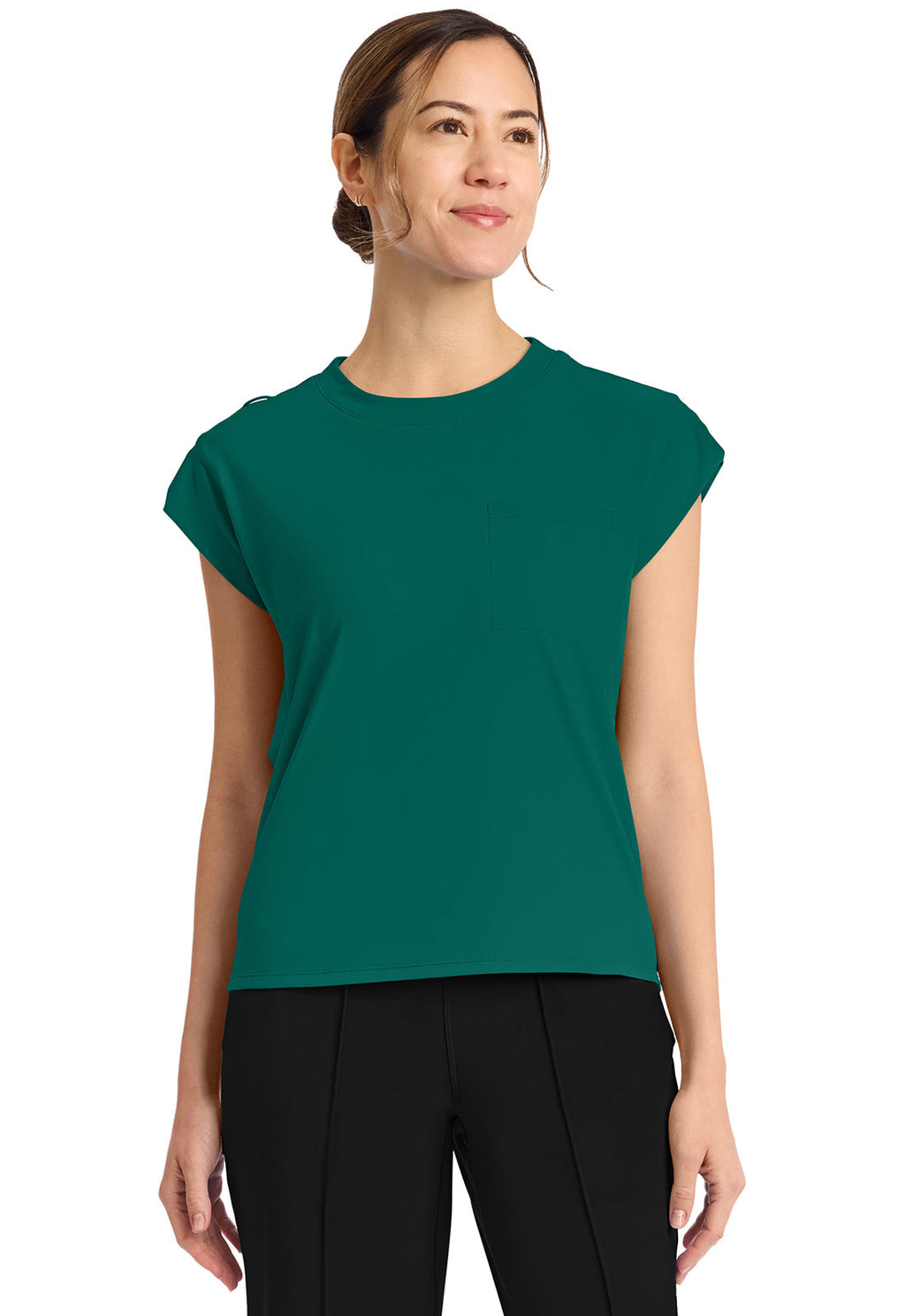 Achieve CK936 Women's Women's 1-Pocket Crew Neck Scrub Top Hunter