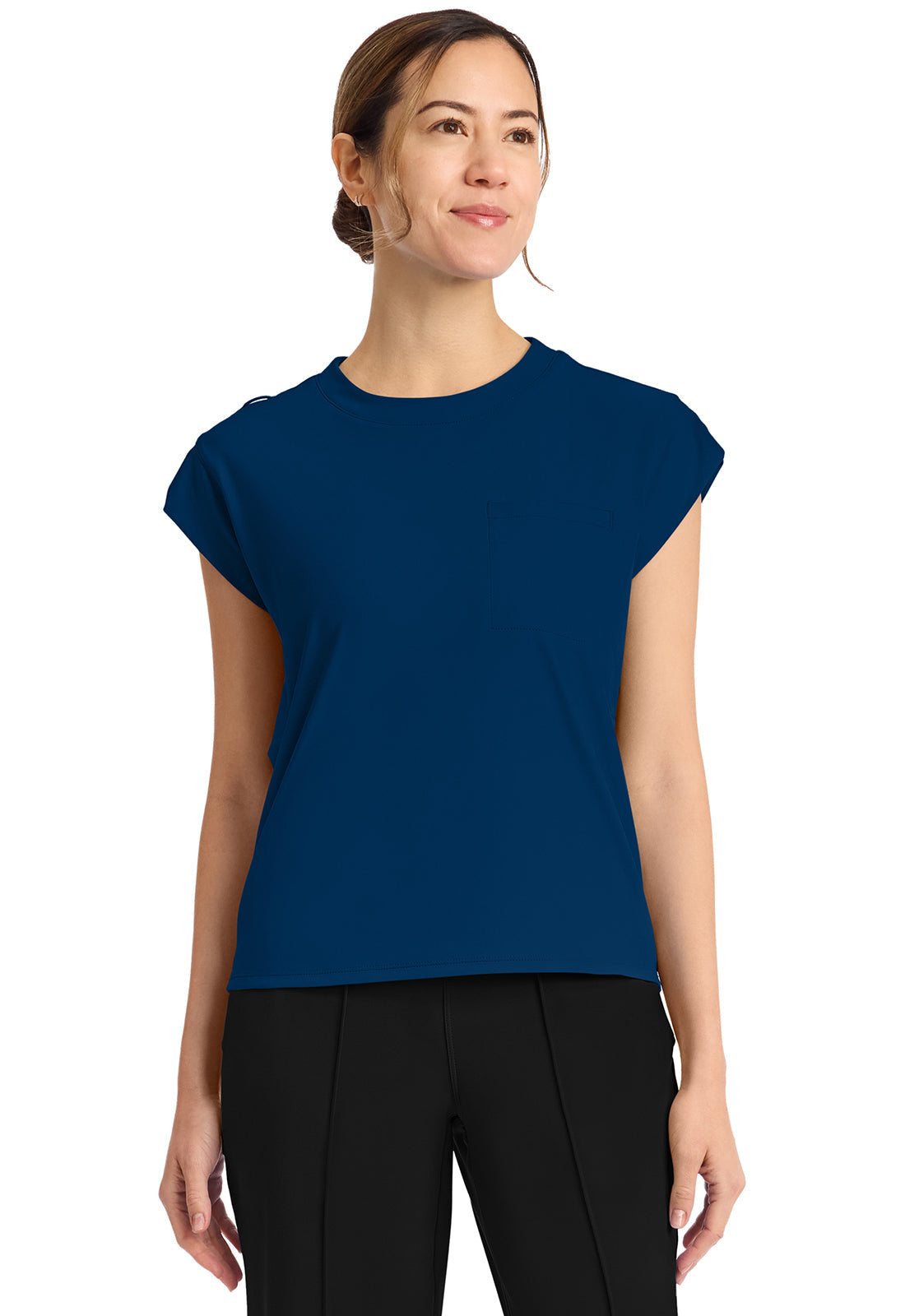 Achieve CK936 Women's 1-Pocket Crew Neck Scrub Top Navy