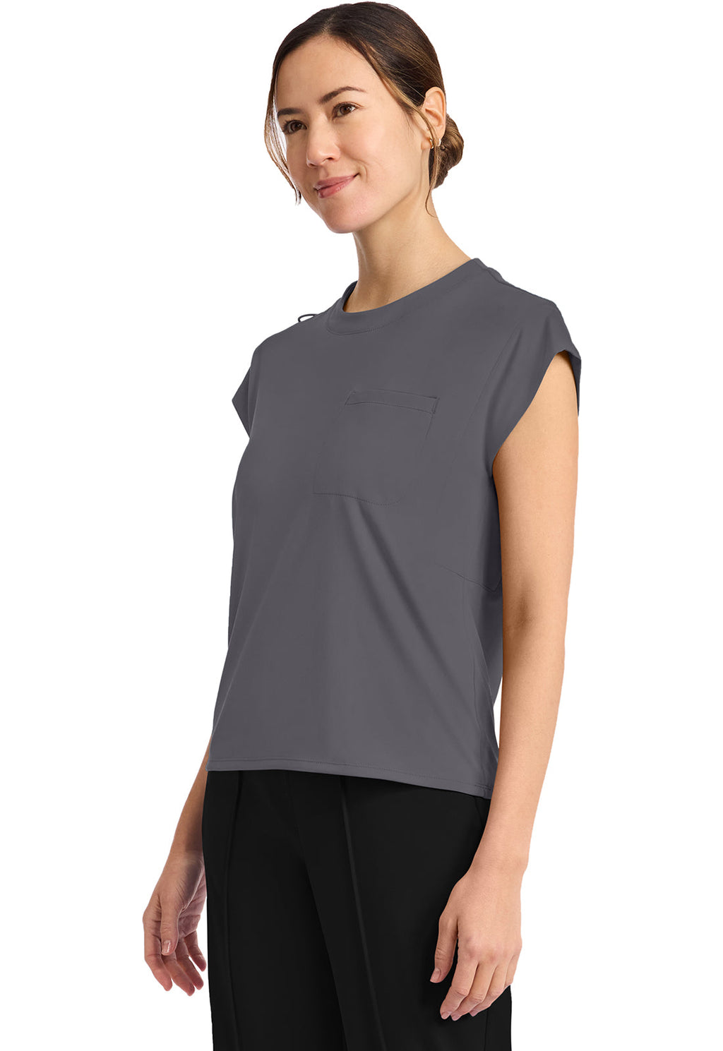 Achieve CK936 Women's 1-Pocket Crew Neck Top Pewter Image