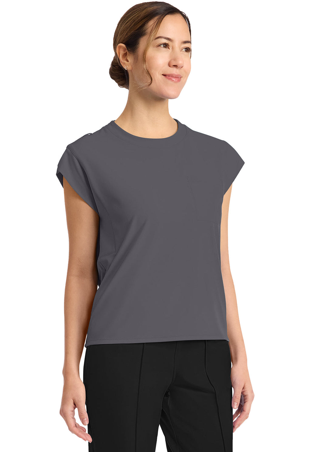 Achieve CK936 Women's 1-Pocket Crew Neck Top Pewter Image