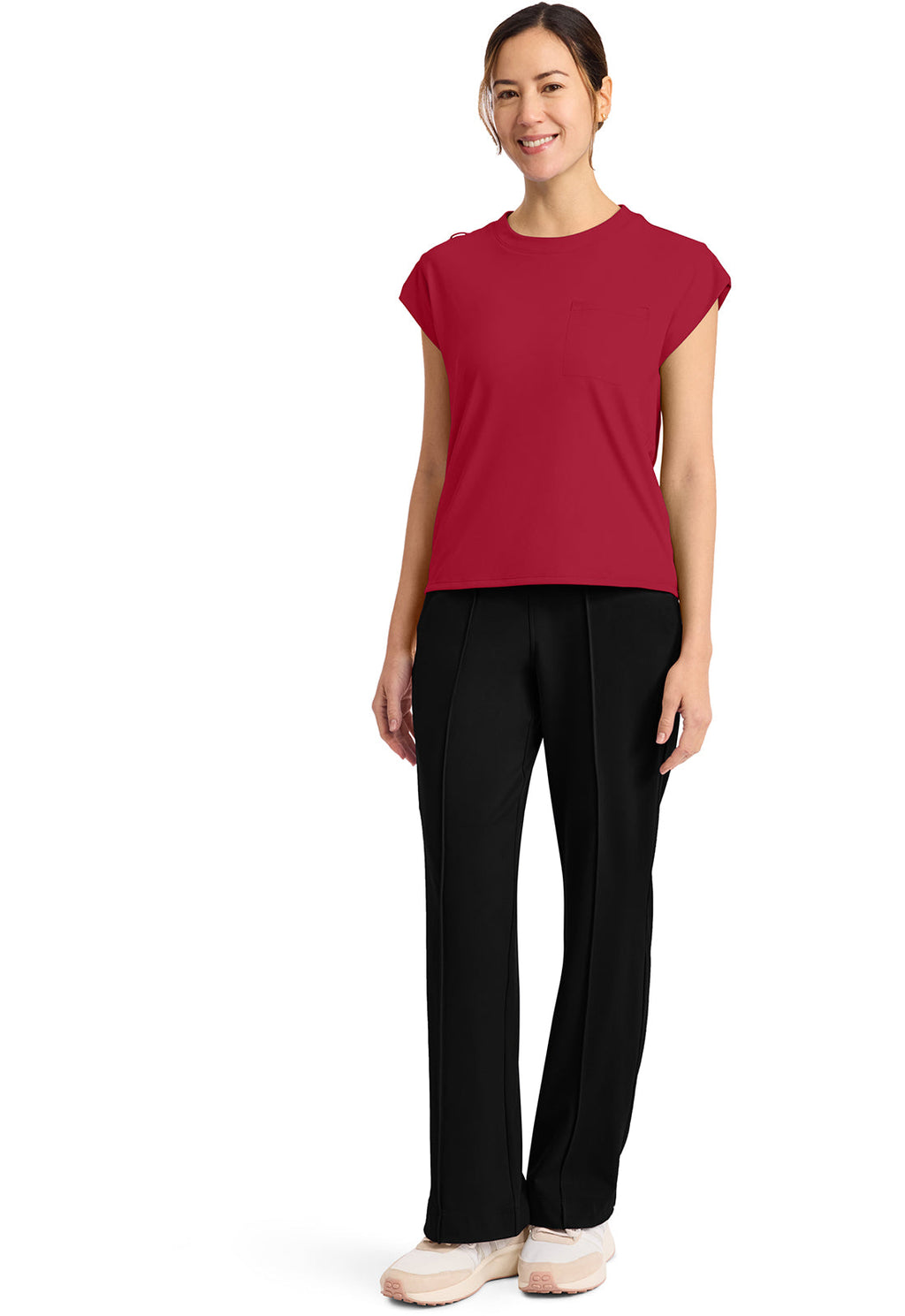 Achieve CK936 Women's 1-Pocket Crew Neck Top Red Image