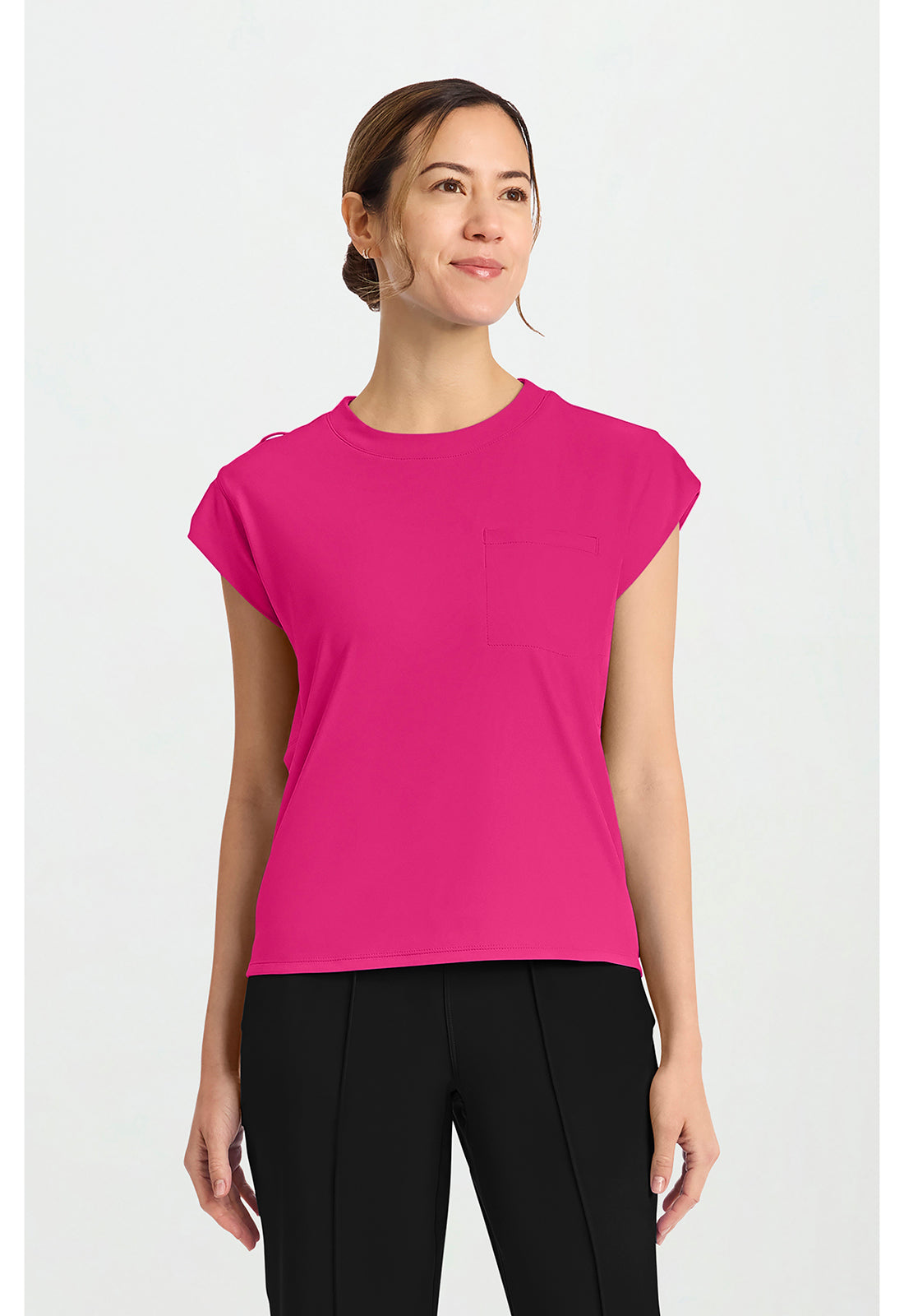 Achieve CK936 Women's 1-Pocket Crew Neck Scrub Top Tropical Hibiscus