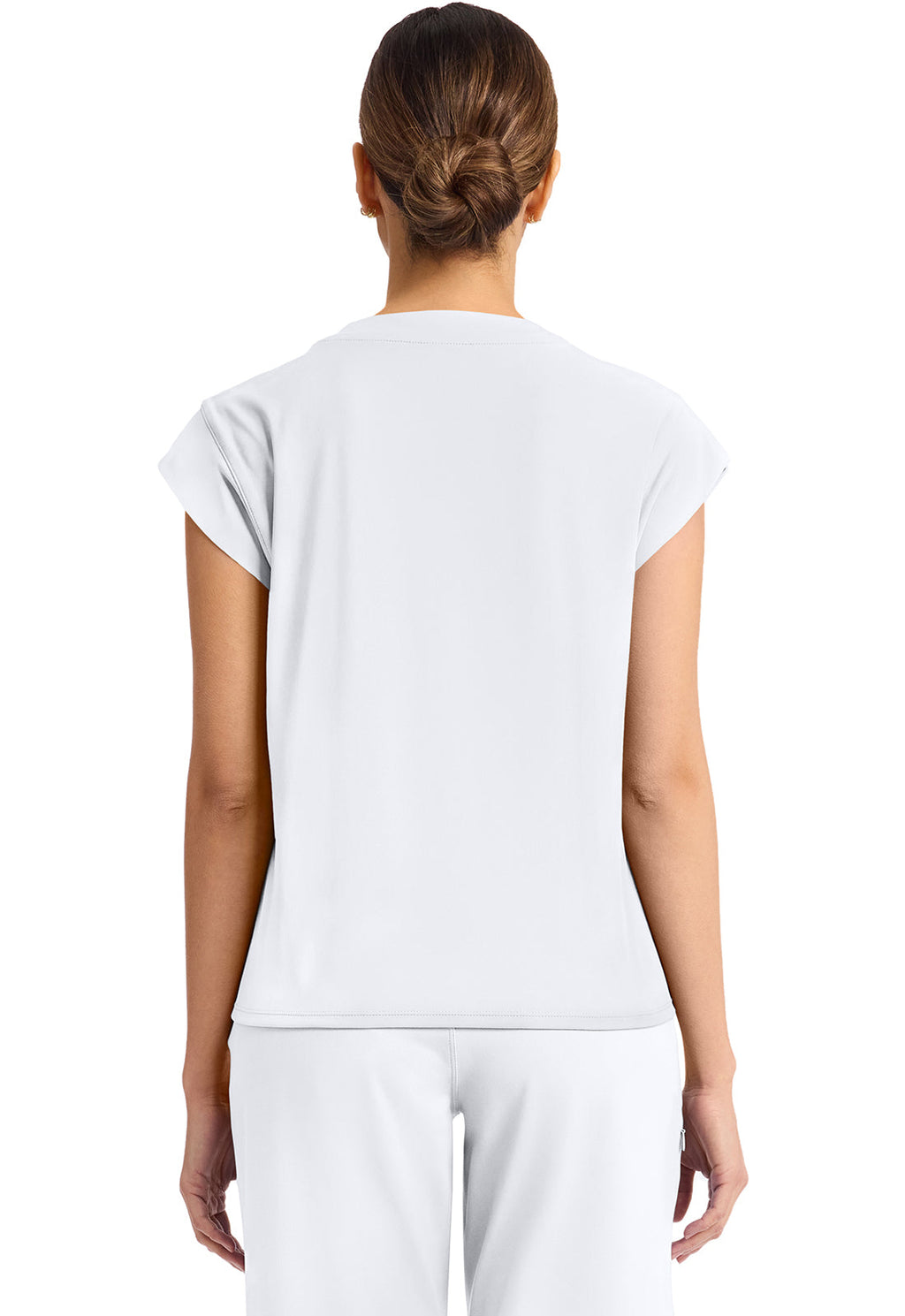 Achieve CK936 Women's 1-Pocket Crew Neck Scrub Top White