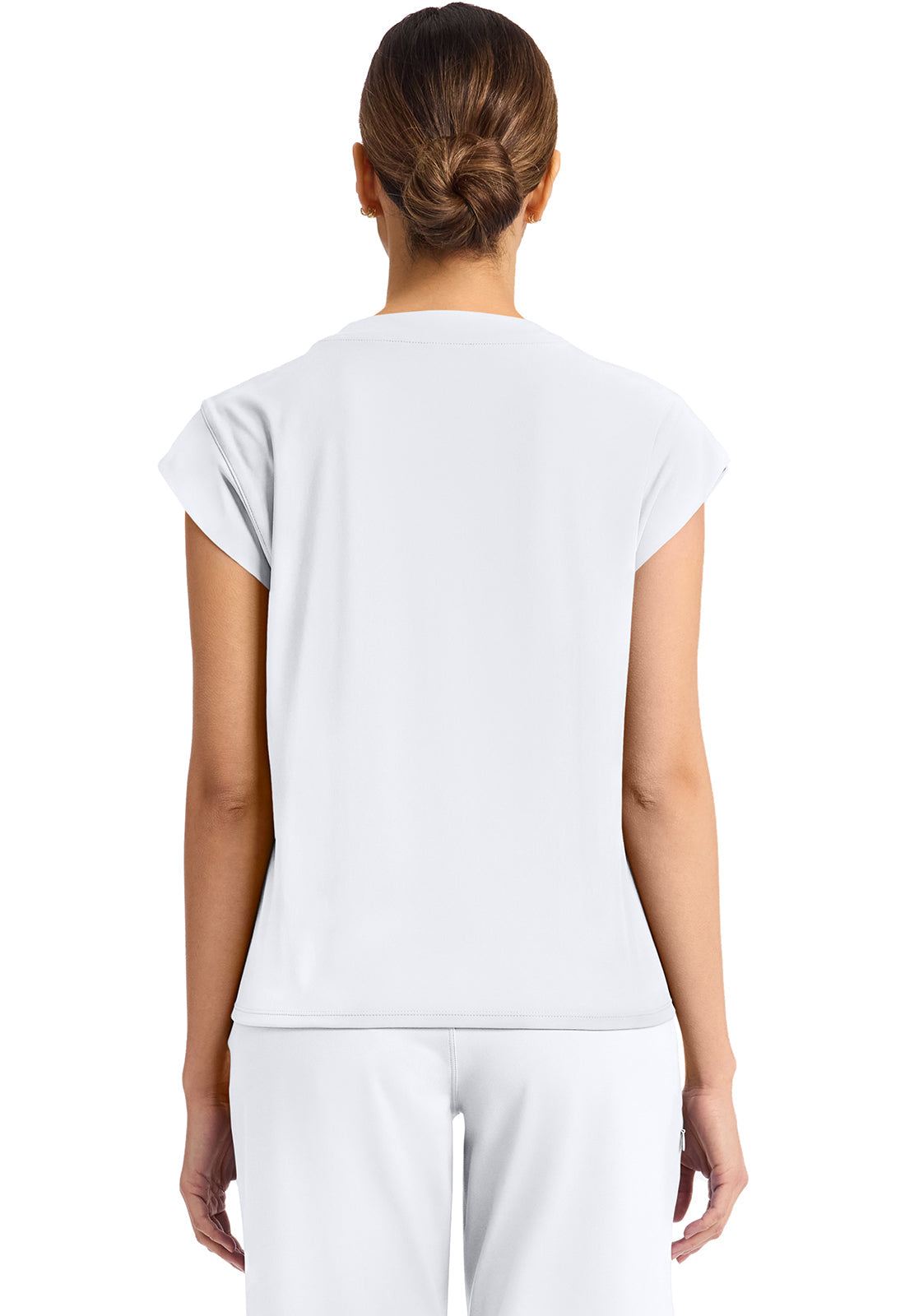 Achieve CK936 Women's 1-Pocket Crew Neck Scrub Top White