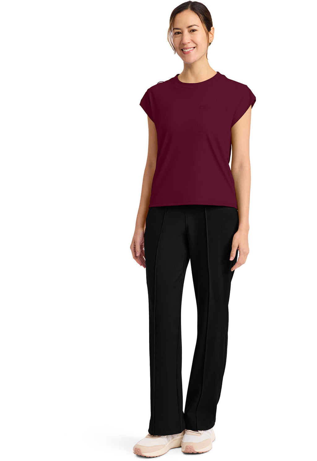 Achieve CK936 Women's 1-Pocket Crew Neck Top Wine Image