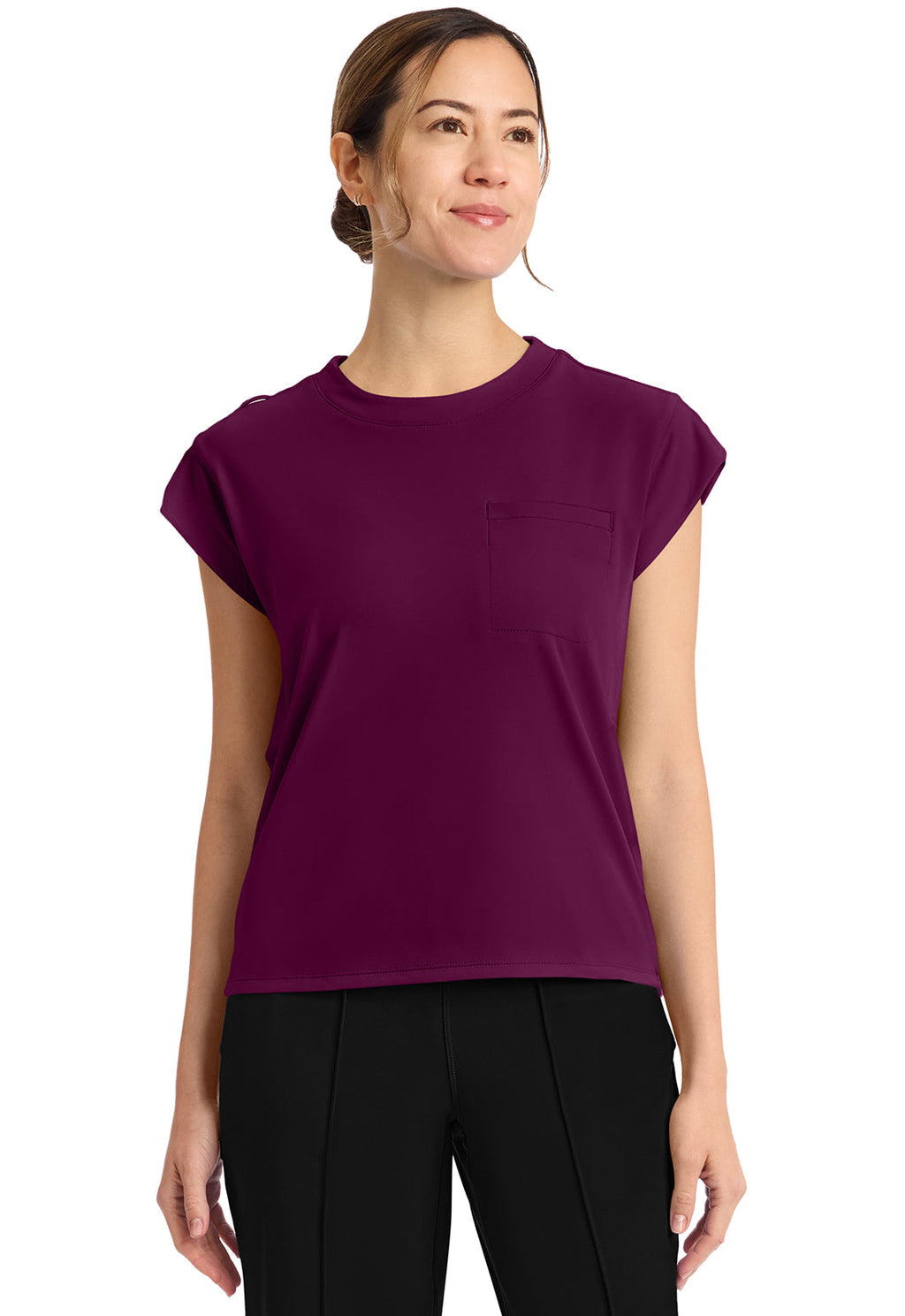 Achieve CK936 Women's 1-Pocket Crew Neck Top Wild Mulberry Image