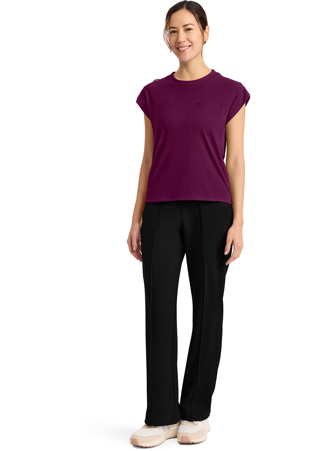 Achieve CK936 Women's 1-Pocket Crew Neck Top Wild Mulberry Image
