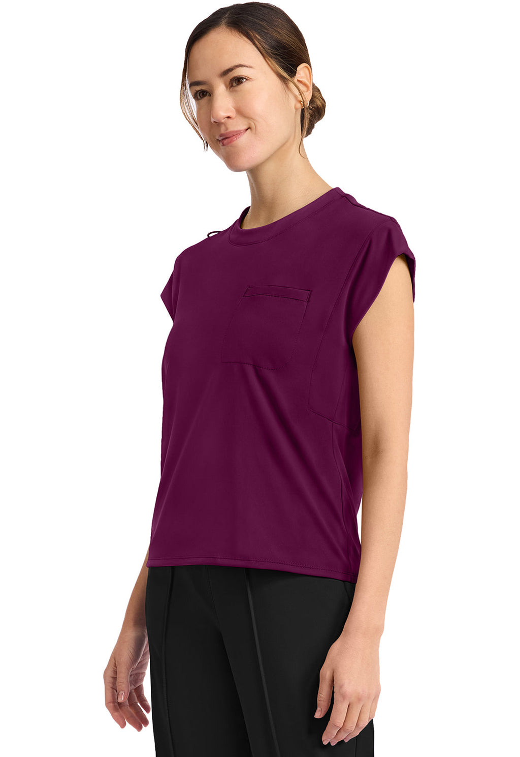 Achieve CK936 Women's 1-Pocket Crew Neck Top Wild Mulberry Image