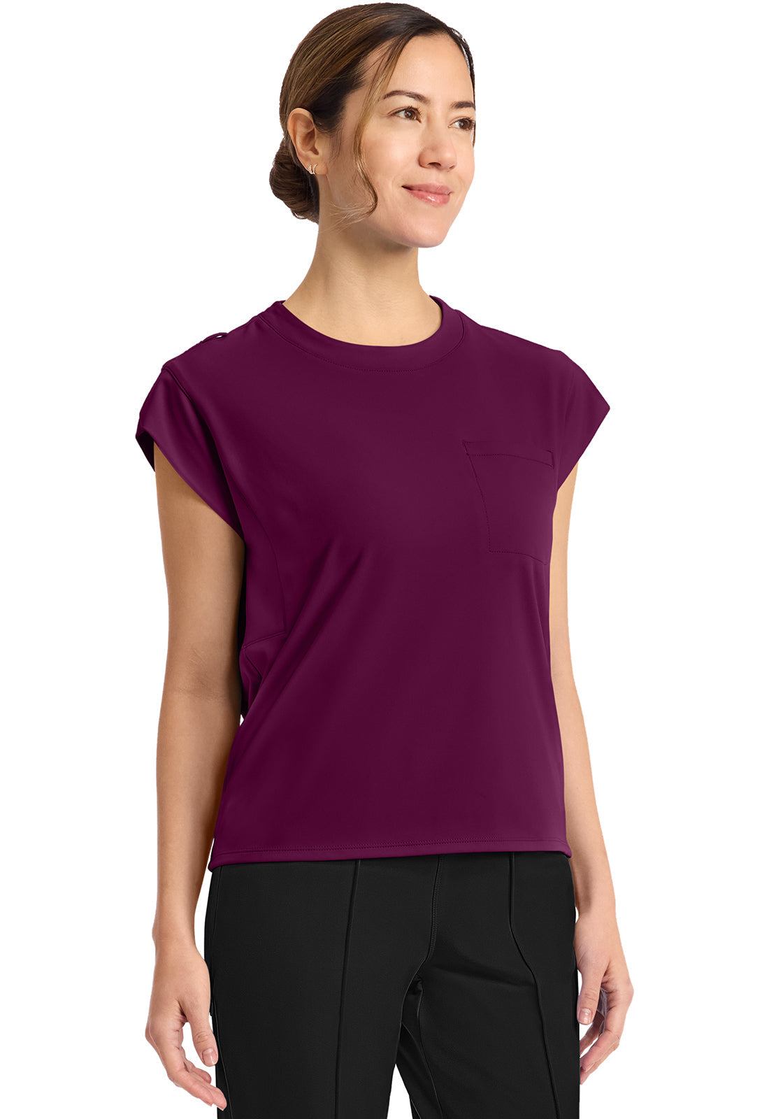 Achieve CK936 Women's 1-Pocket Crew Neck Top Wild Mulberry Image