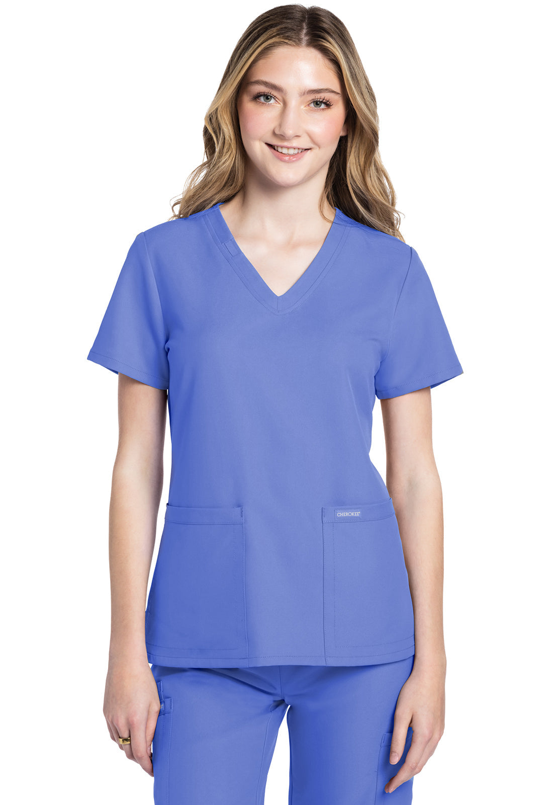 Workwear Originals Ultra CK953A Women's V-Neck Scrub Top Ciel Blue