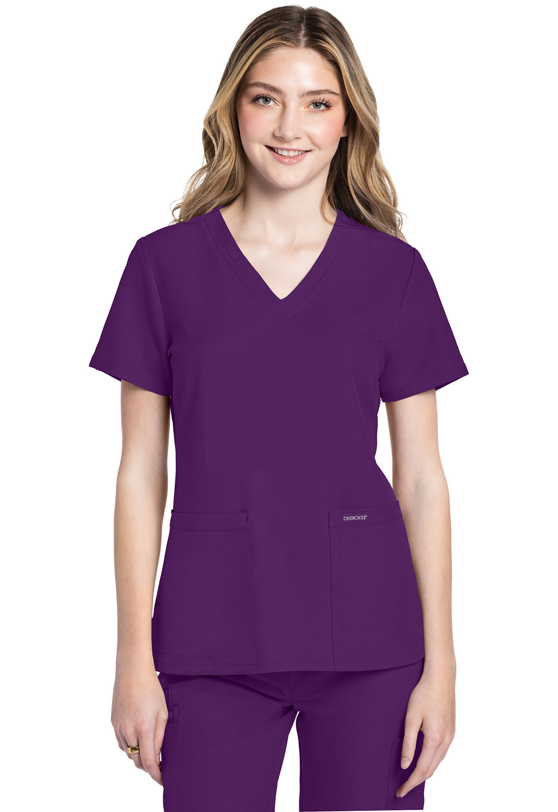 Workwear Originals Ultra CK953A Women's V-Neck Scrub Top Eggplant