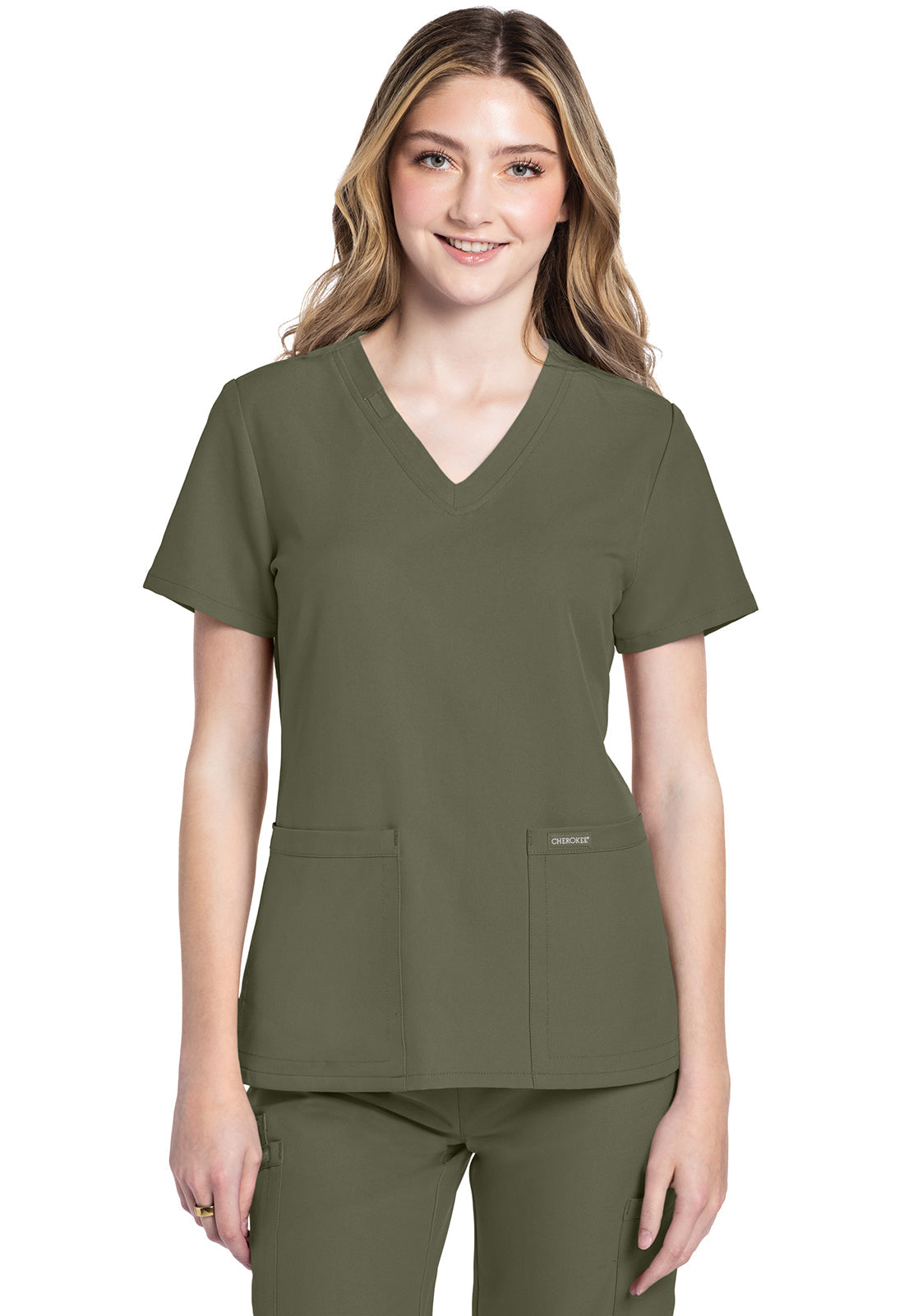 Workwear Originals Ultra CK953A Women's V-Neck Scrub Top Olive