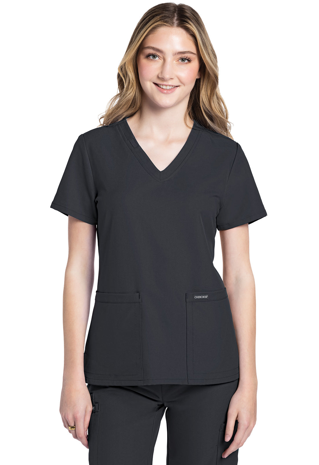 Workwear Originals Ultra CK953A Women's V-Neck Scrub Top Pewter