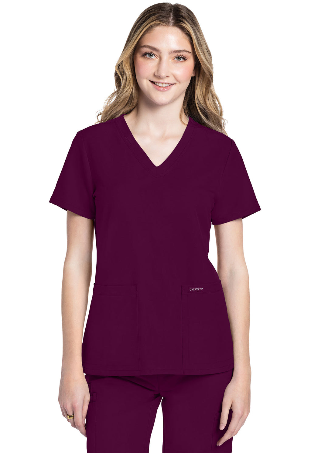 Workwear Originals Ultra CK953A Women's V-Neck Scrub Top Wine