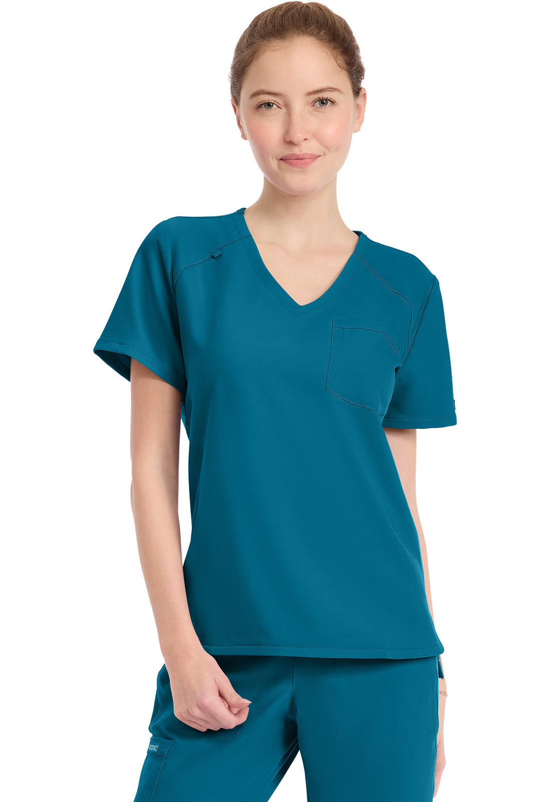 Workwear Originals Ultra CK954A Women's Tuck-in V-Neck Scrub Top Caribbean Blue