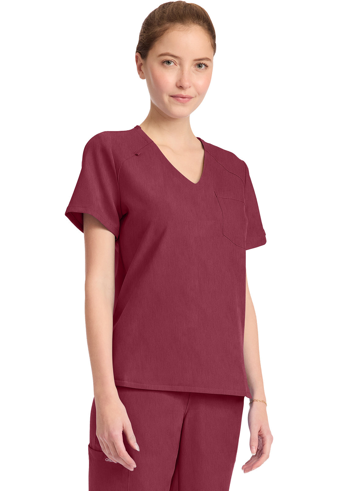 Originals Ultra CK954A Women's Tuck-in V-Neck Top Heather Cranberry