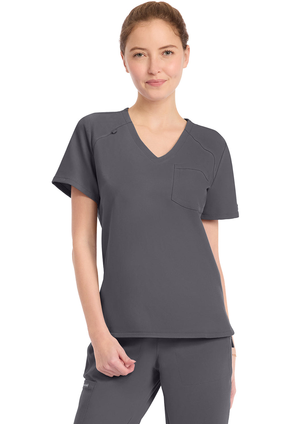 Workwear Originals Ultra CK954A Women's Tuck-in V-Neck Scrub Top Pewter