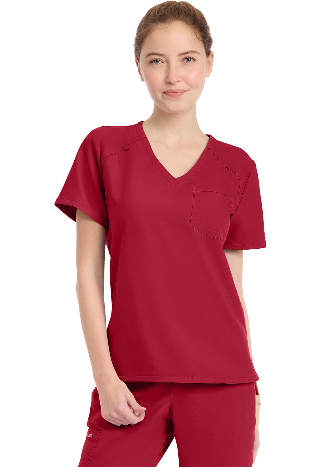Workwear Originals Ultra CK954A Women's Tuck-in V-Neck Scrub Top Red