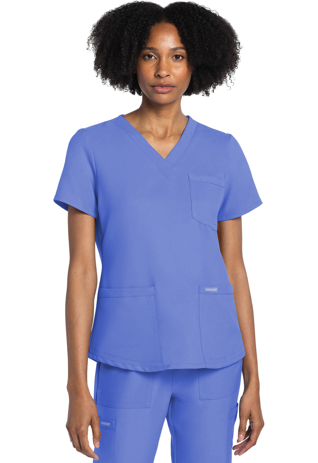 Workwear Originals Ultra CK961A Women's V-Neck Scrub Top Ciel Blue