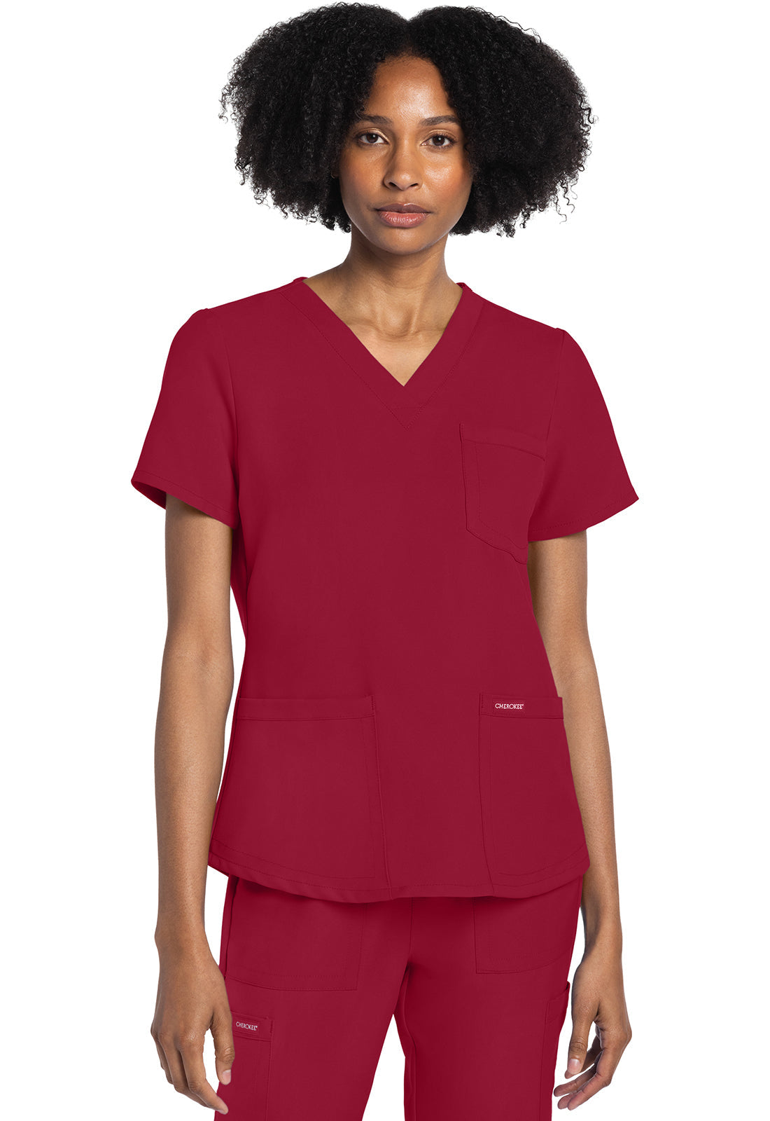 Workwear Originals Ultra CK961A Women's V-Neck Scrub Top Red