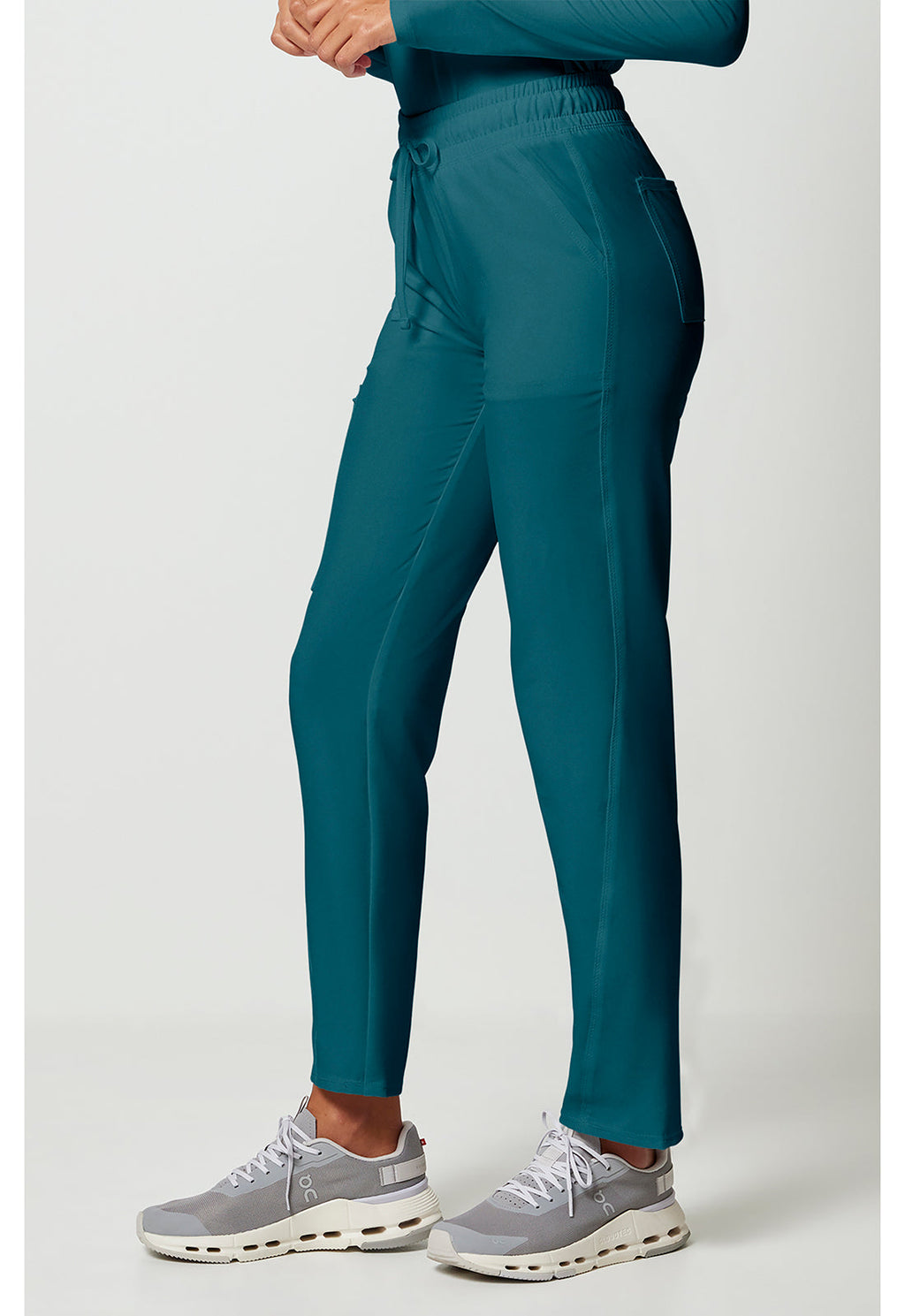 Allura CKA184 Women's Mid Rise Drawstring Tapered Leg Scrub Pants Caribbean Blue