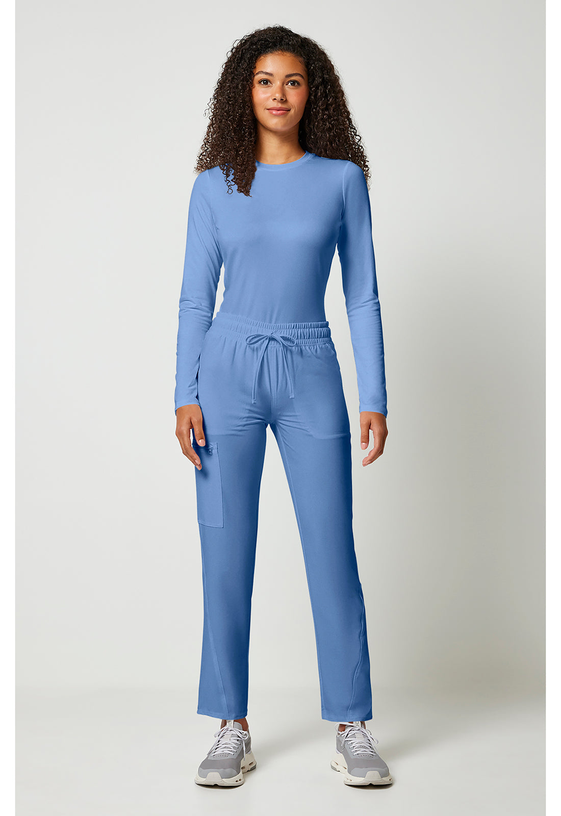 Allura CKA184 Women's Mid Rise Drawstring Tapered Leg Scrub Pants Ciel Blue