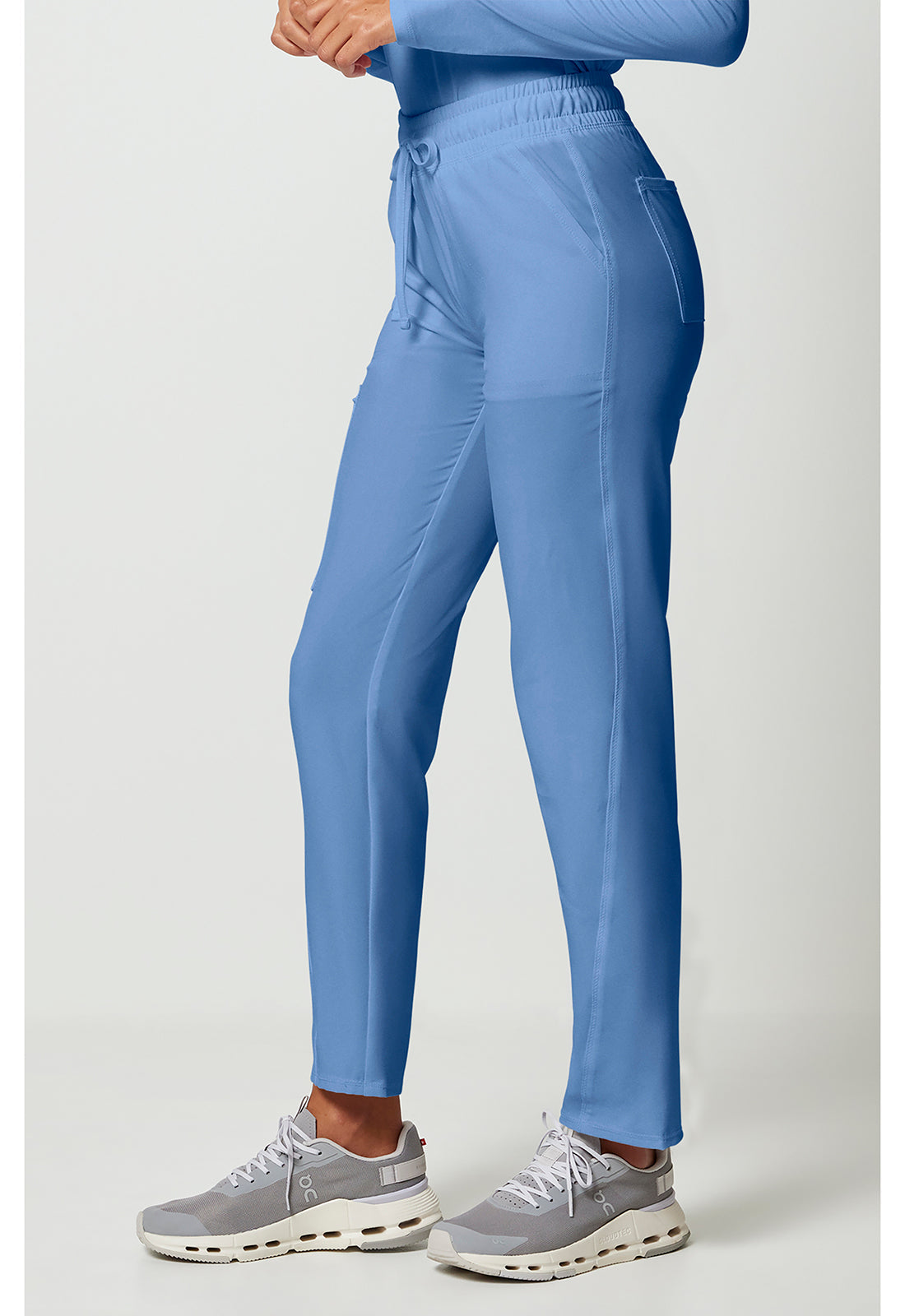 Allura CKA184 Women's Mid Rise Drawstring Tapered Leg Scrub Pants Ciel Blue