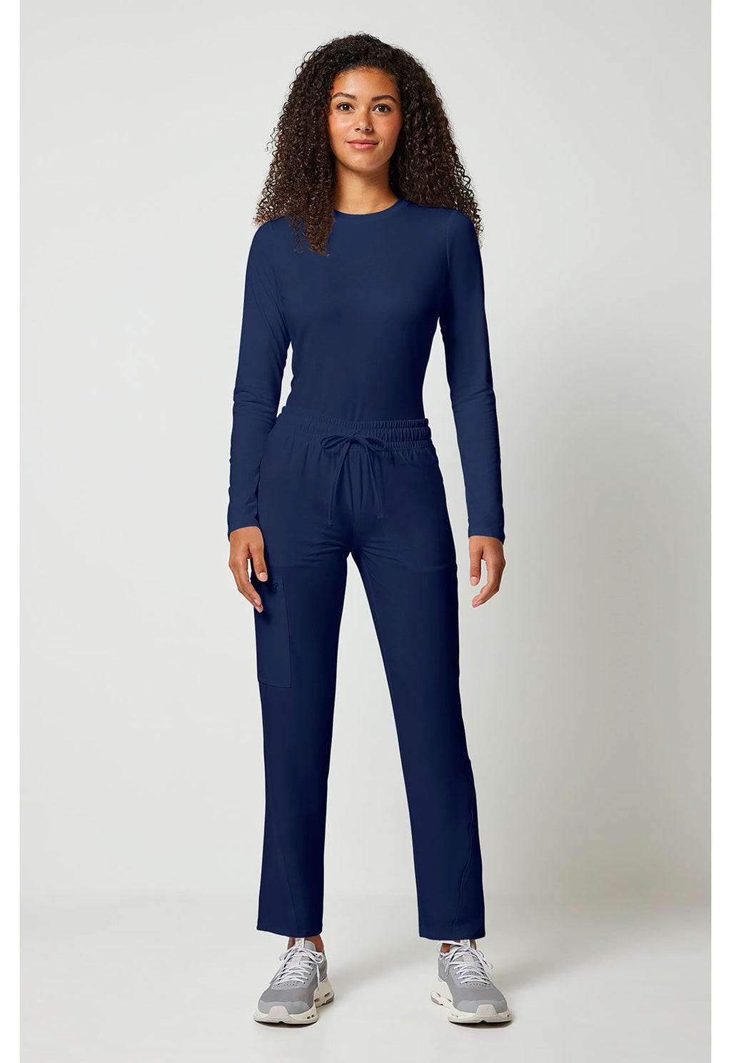 Allura CKA184 Women's Mid Rise Drawstring Tapered Leg Scrub Pants Navy