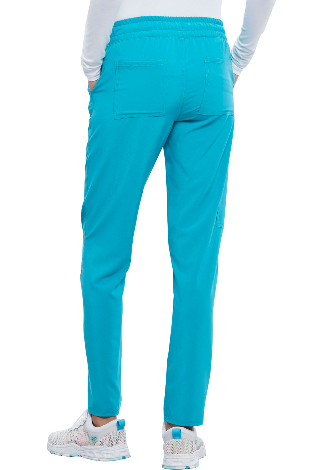 Allura CKA184 Women's Mid Rise Drawstring Tapered Leg Scrub Pants Teal Blue