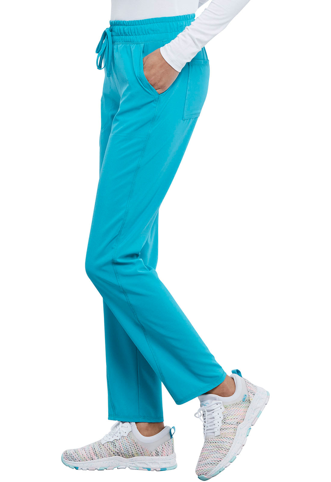 Allura CKA184 Women's Mid Rise Drawstring Tapered Leg Scrub Pants Teal Blue