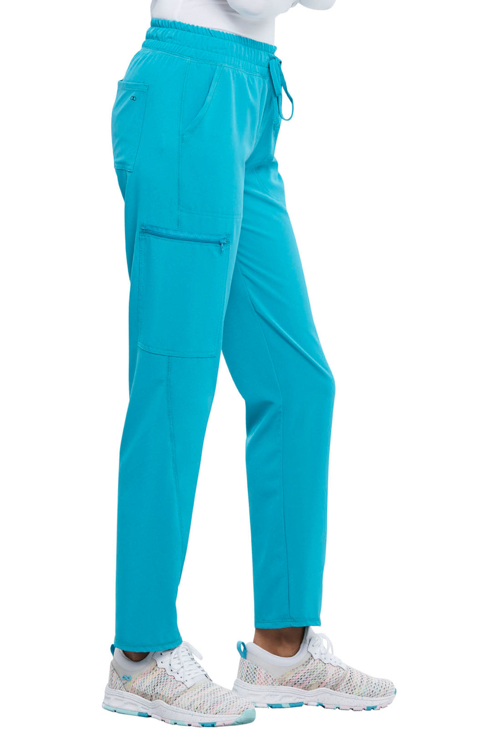 Allura CKA184 Women's Mid Rise Drawstring Tapered Leg Scrub Pants Teal Blue