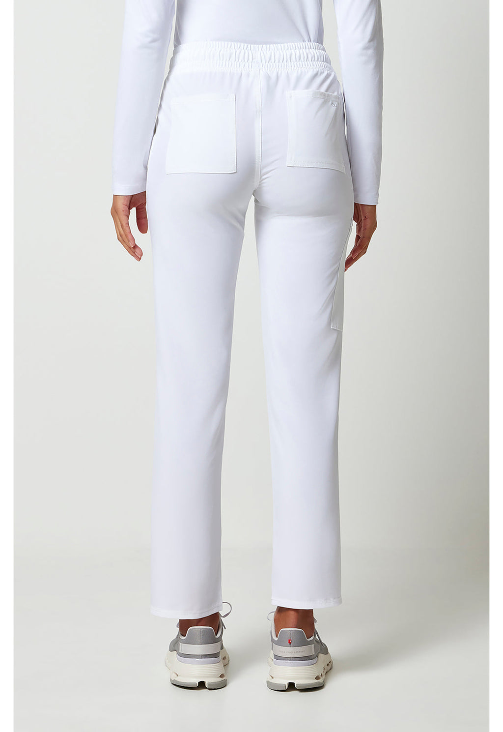 Allura CKA184 Women's Mid Rise Drawstring Tapered Leg Scrub Pants White