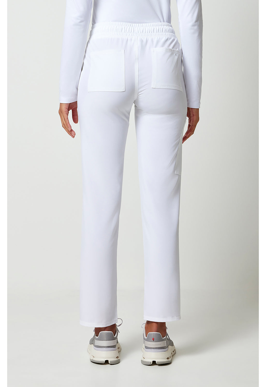 Allura CKA184 Women's Mid Rise Drawstring Tapered Leg Scrub Pants White