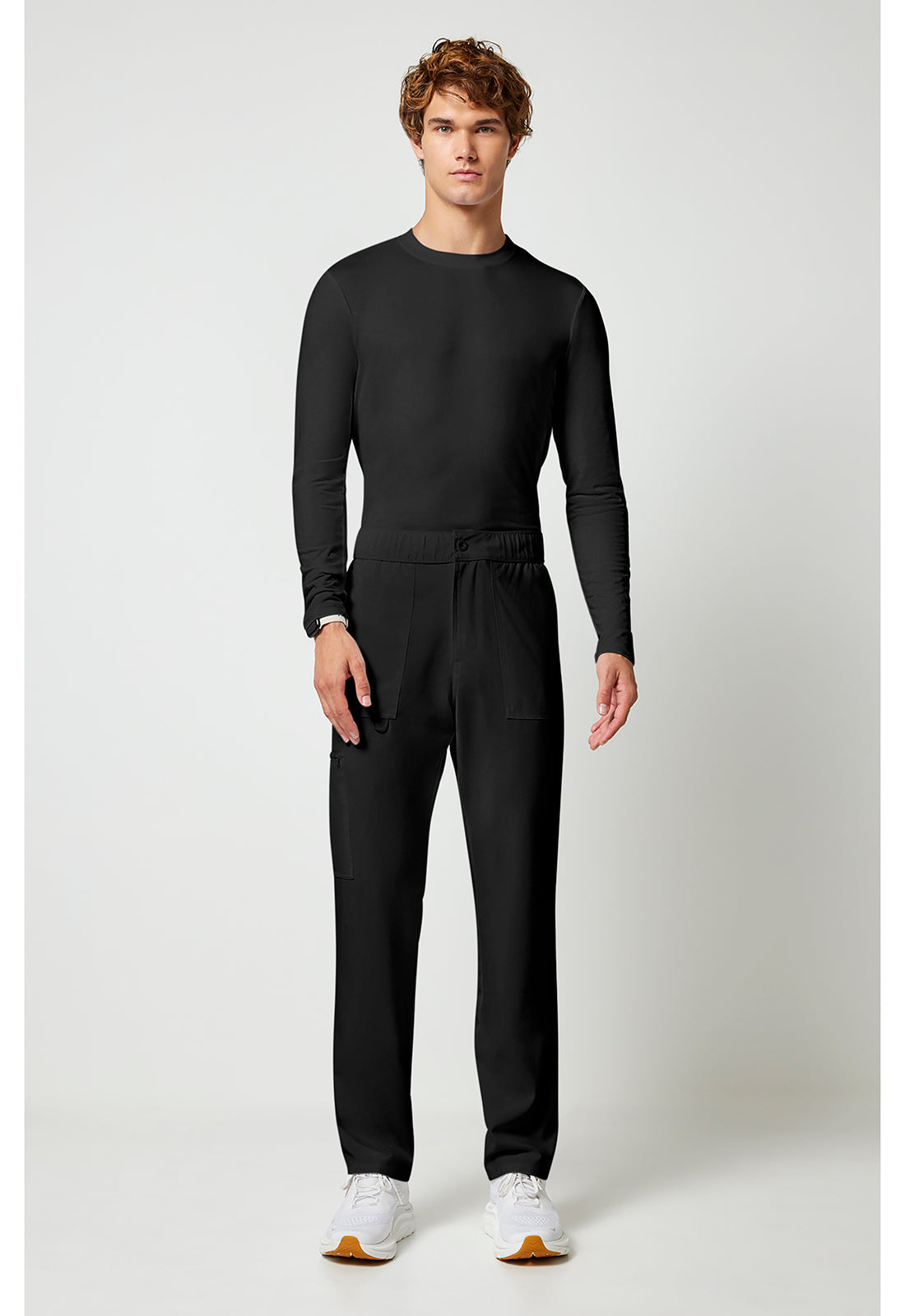 Allura CKA186 Men's Fly Front Cargo Scrub Pants Black