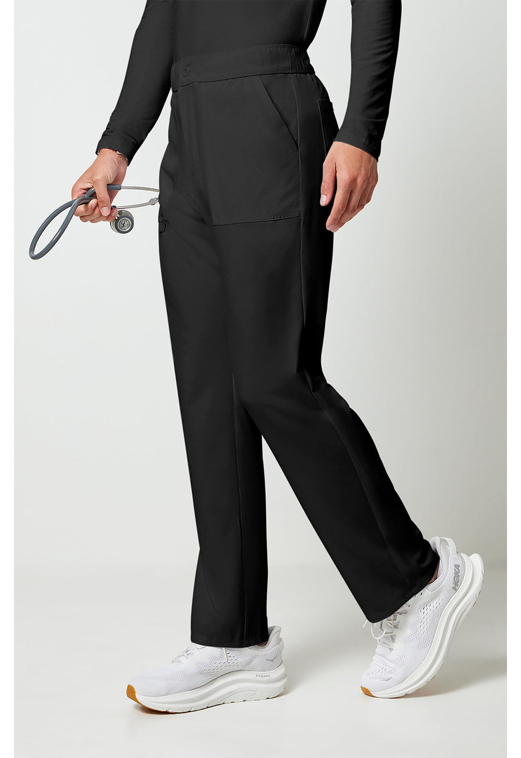 Allura CKA186 Men's Fly Front Cargo Scrub Pants Black