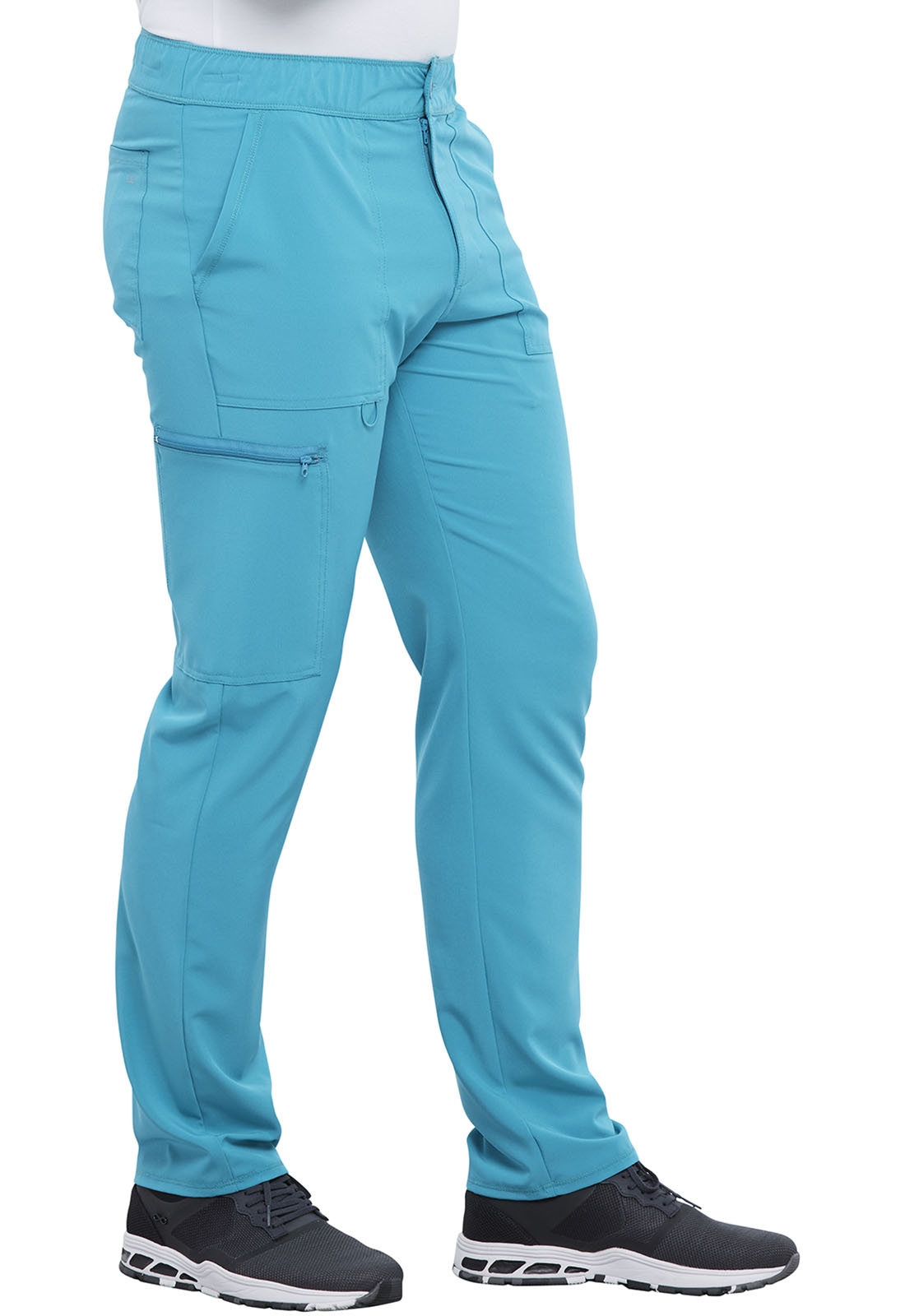 Allura CKA186 Men's Fly Front Cargo Scrub Pants Teal Blue