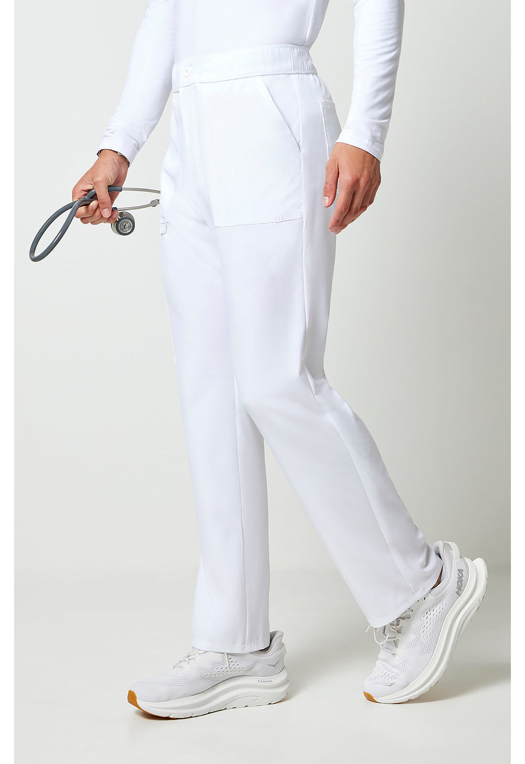 Allura CKA186 Men's Fly Front Cargo Scrub Pants White