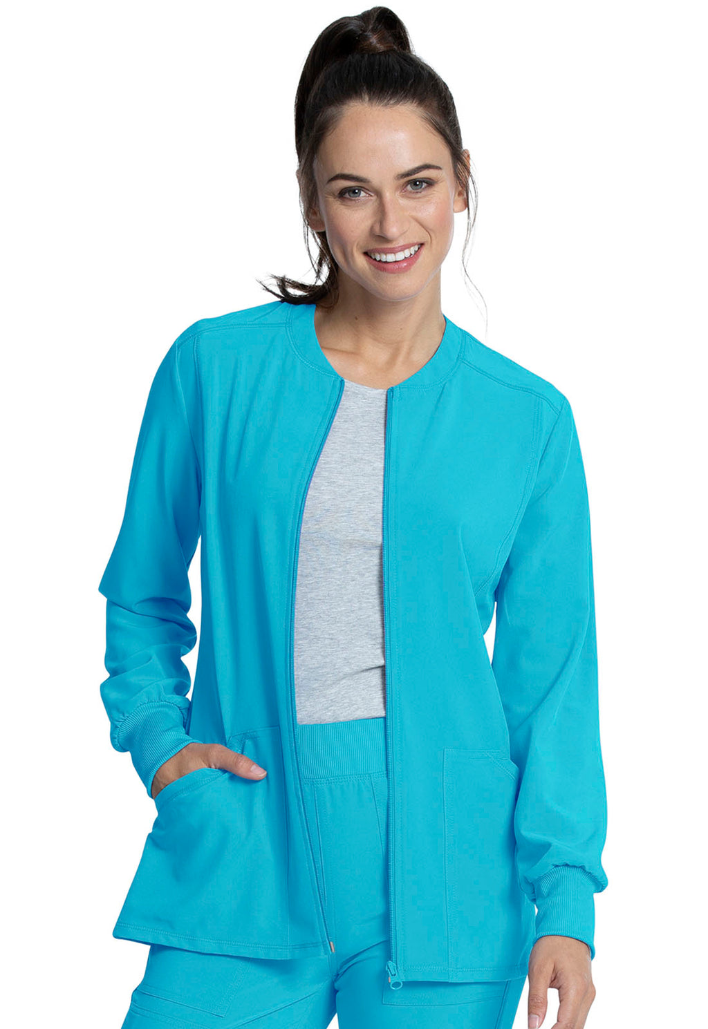 Allura CKA384 Women's Zip Front Jacket Teal Blue