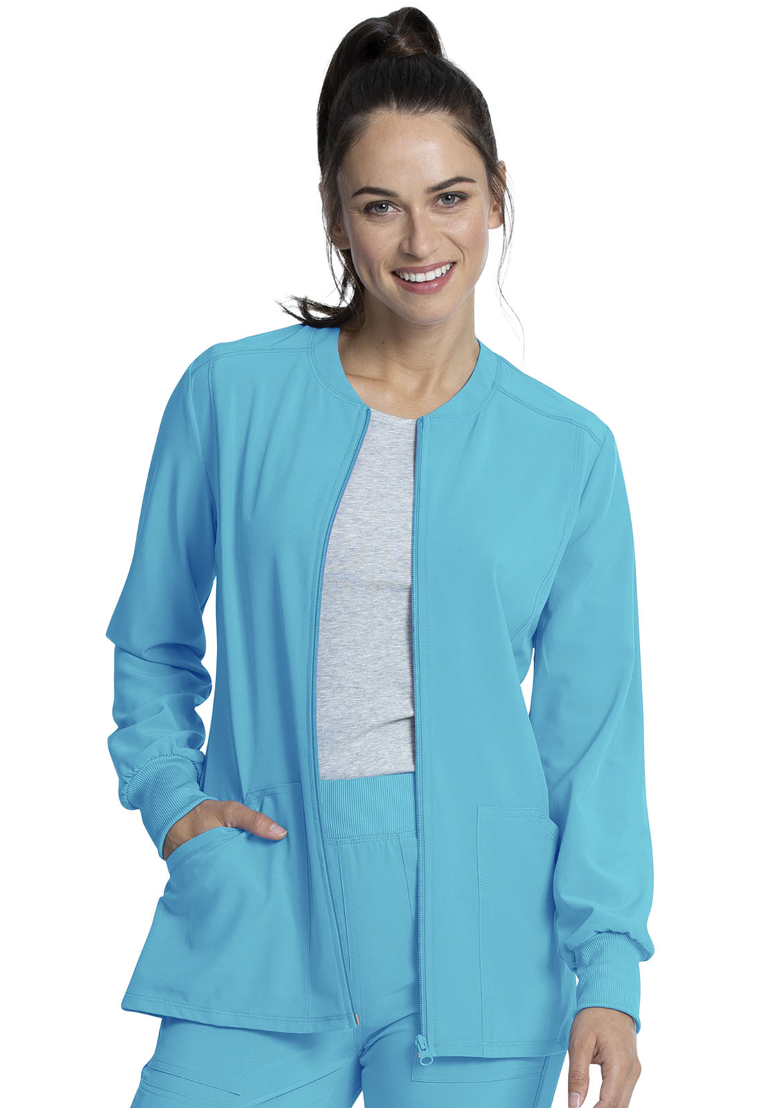 Allura CKA384 Women's Zip Front Jacket Teal Blue