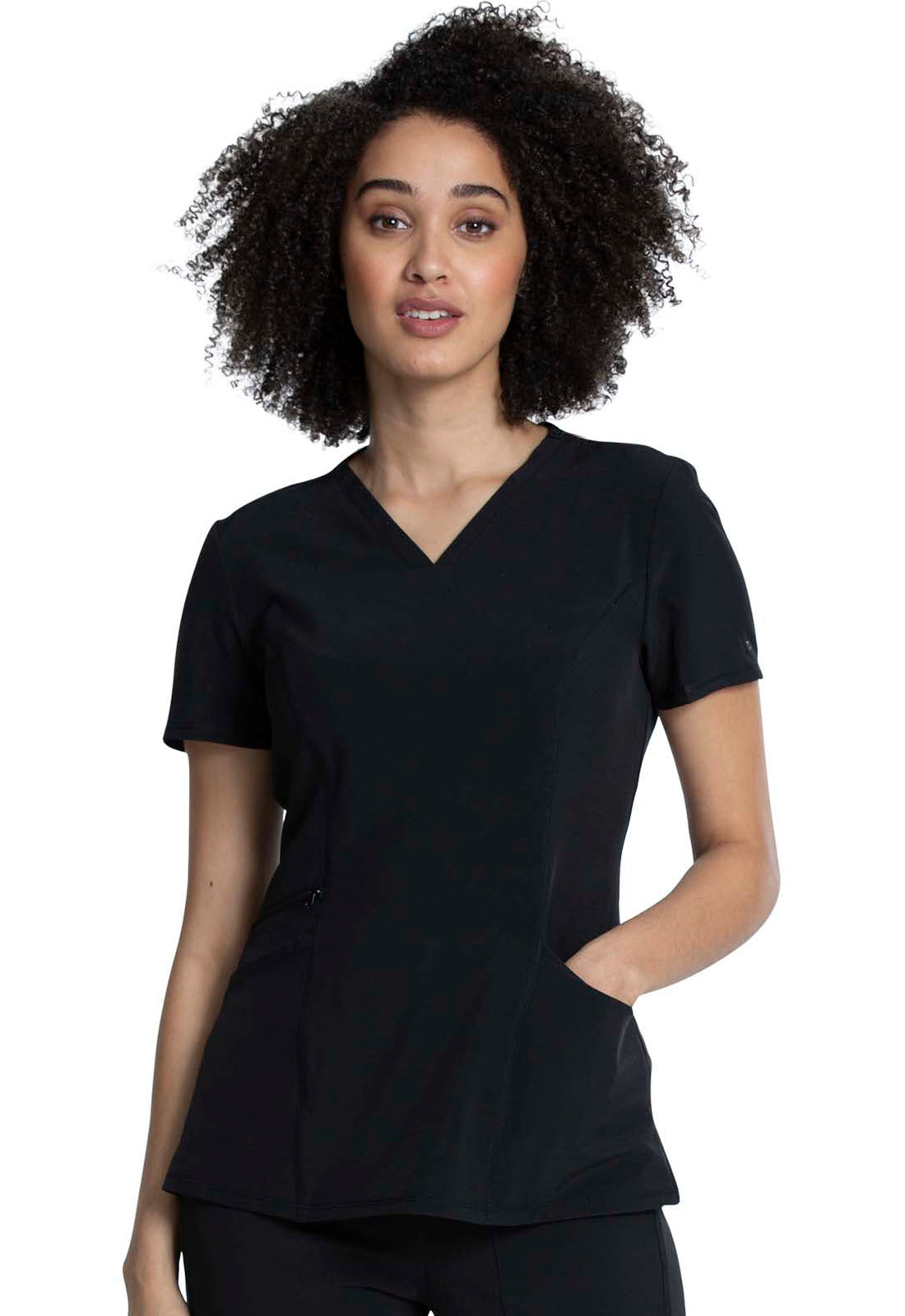 Allura CKA684 Women's V-Neck Scrub Top Black