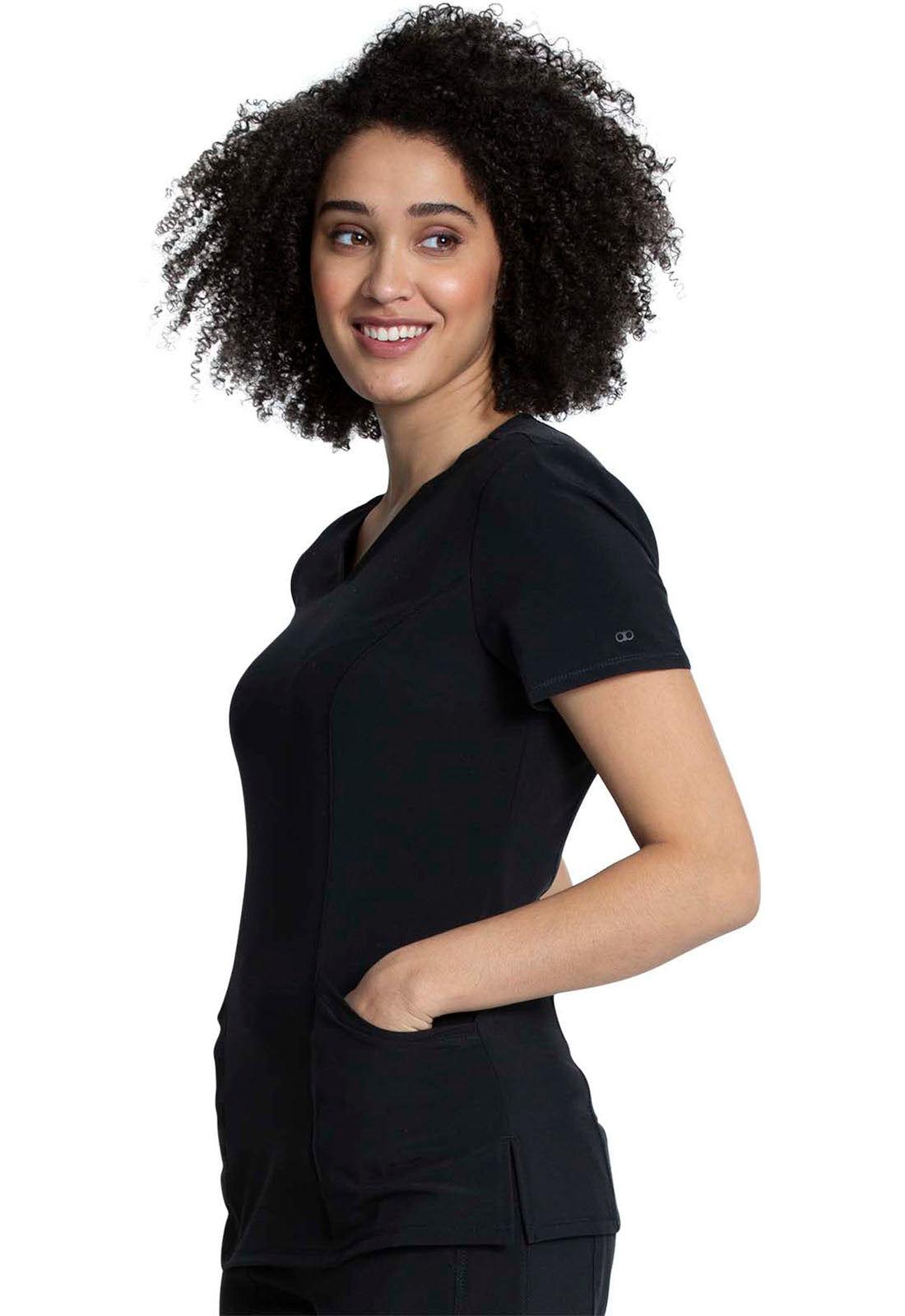 Allura CKA684 Women's V-Neck Scrub Top Black