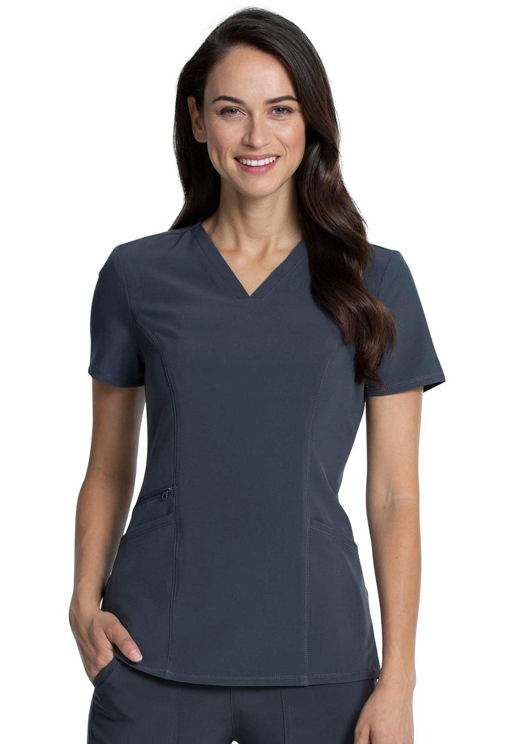 Allura CKA684 Women's V-Neck Scrub Top Pewter