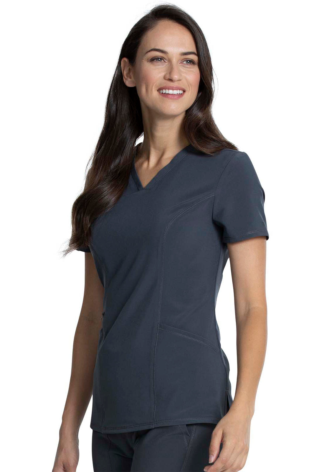 Allura CKA684 Women's V-Neck Scrub Top Pewter