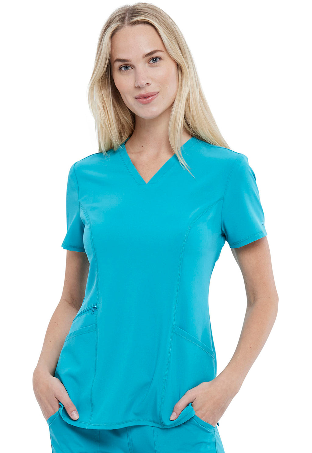 Allura CKA684 Women's V-Neck Scrub Top Teal Blue