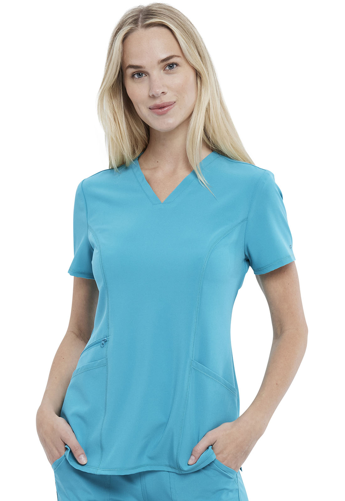 Allura CKA684 Women's V-Neck Scrub Top Teal Blue