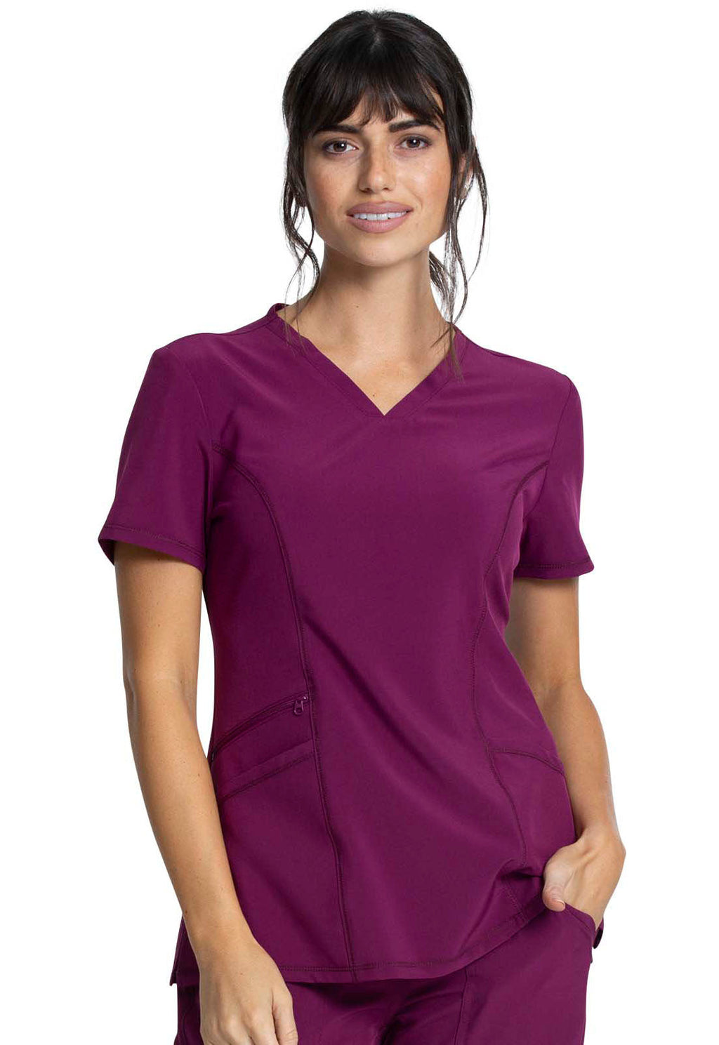 Allura CKA684 Women's V-Neck Scrub Top Wine