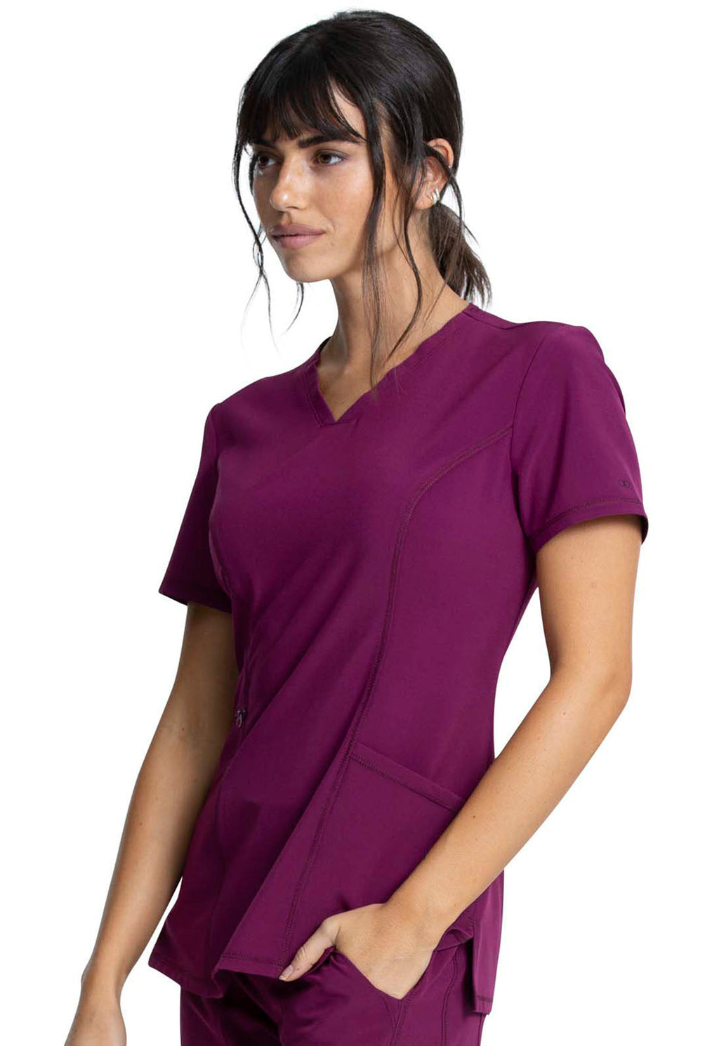 Allura CKA684 Women's V-Neck Scrub Top Wine