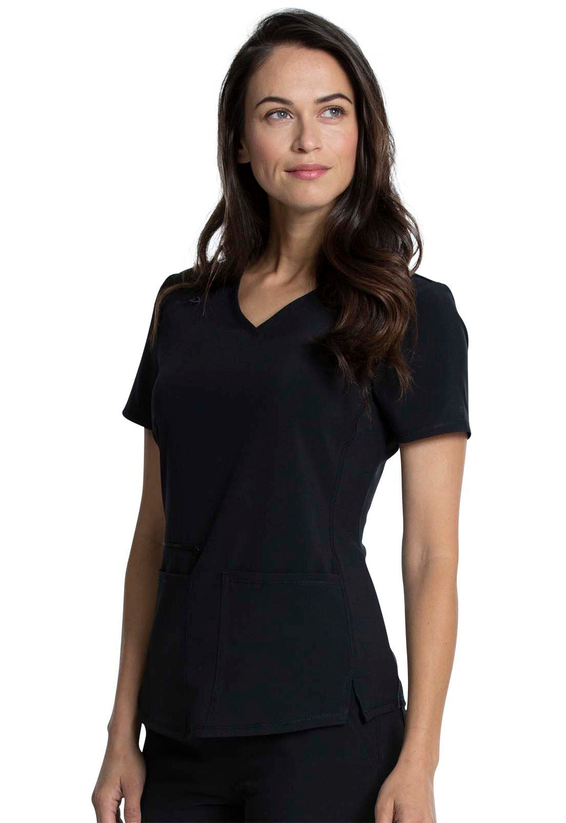Allura CKA685 Women's V-Neck Scrub Top Black