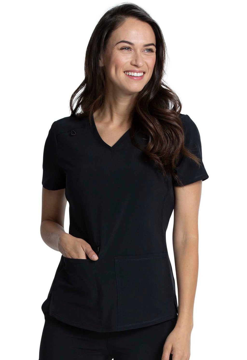 Allura CKA685 Women's V-Neck Scrub Top Black